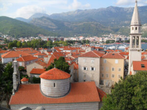 View over the walled Old Town of Budva, Montenegro, from the Citadel